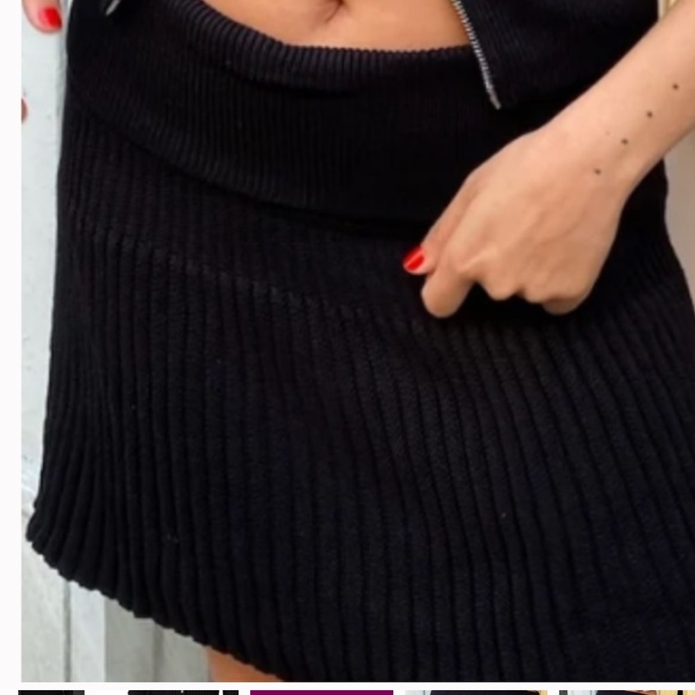 NIA The Brand Yasmin Black Ribbed‎ Knit Skirt Large